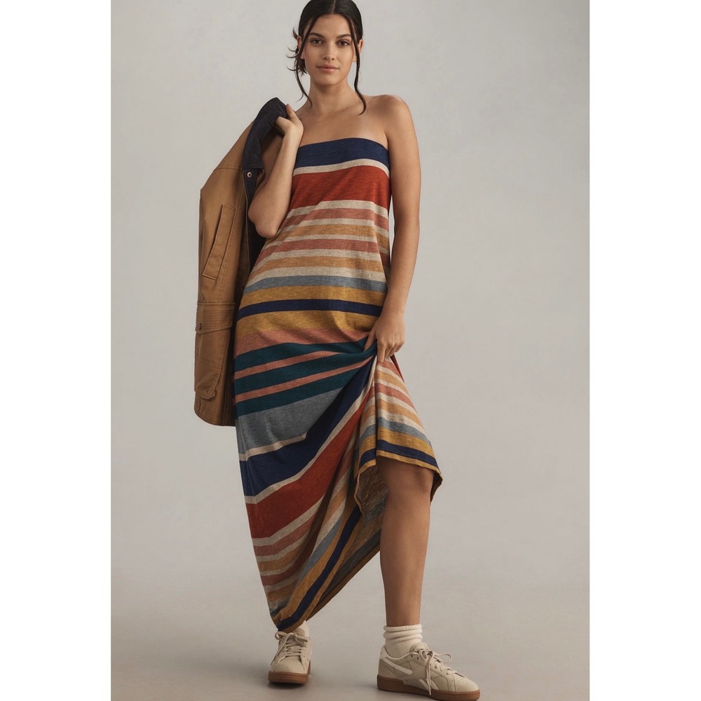 Daily Practice by Anthropologie Striped Tube Maxi Dress NWT Size M Multicolor